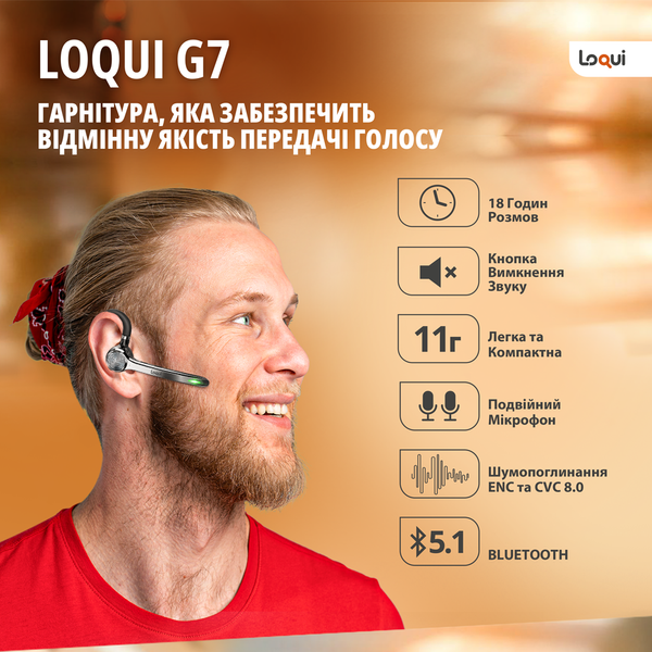 Беспроводная гарнитура LOQUI G7 с функцией шумопоглощения G7 фото